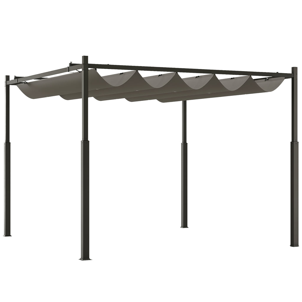 Pergola ca. 3x3 m Freistehend Terrassenüberdachung mit Schiebedach, magnetisches Pad, 8 cm Säule UV-beständig