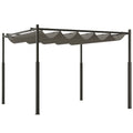 Pergola ca. 3x3 m Freistehend Terrassenüberdachung mit Schiebedach, magnetisches Pad, 8 cm Säule UV-beständig
