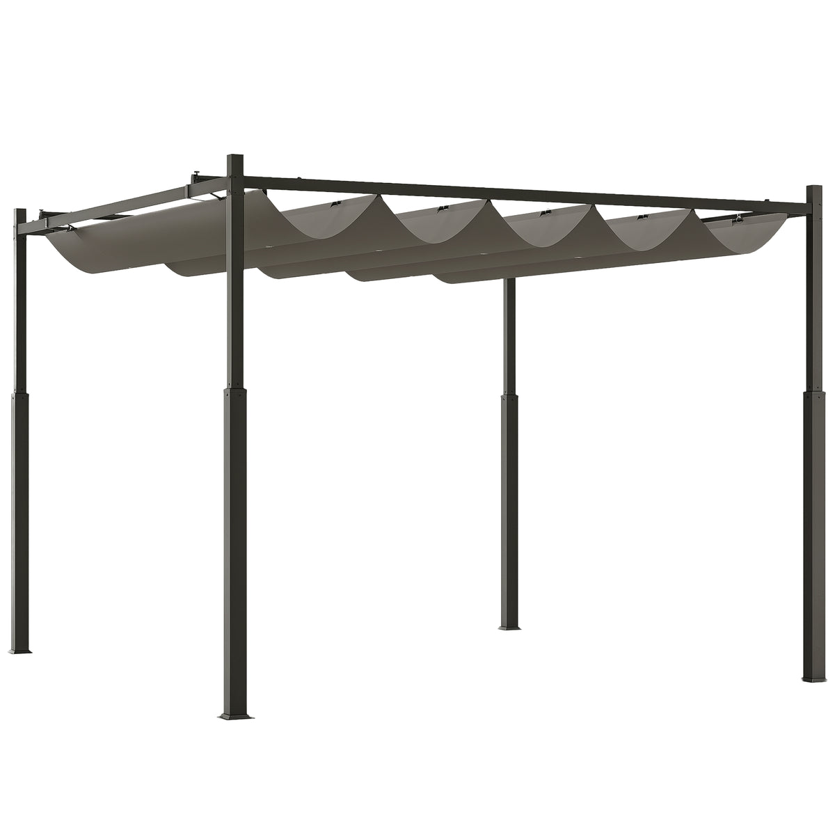 Pergola ca. 3x3 m Freistehend Terrassenüberdachung mit Schiebedach, magnetisches Pad, 8 cm Säule UV-beständig