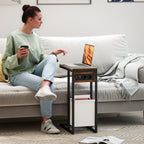 Beistelltisch mit Steckdosen, USB-Anschl¨¹ssen, Kabel, C-f?rmiges Design