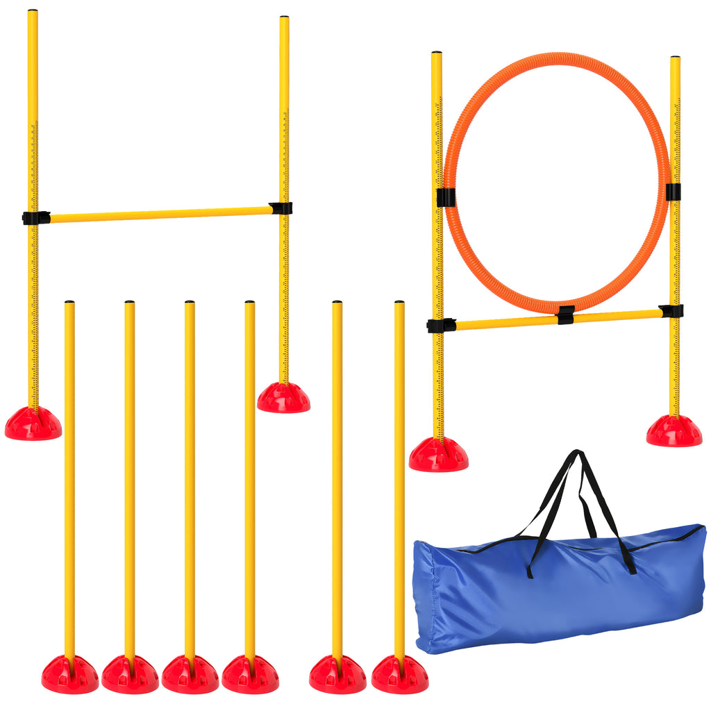 Agility Set Hunde 3-teiliges befüllbar Agility-Ausrüstung für Hundetraining Steckhürdenset mit Slalomstangen