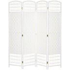 4 Panel Folding Room Divider, Privacy Screen, Paravent Partition Separator for Living Room, Bedroom, White