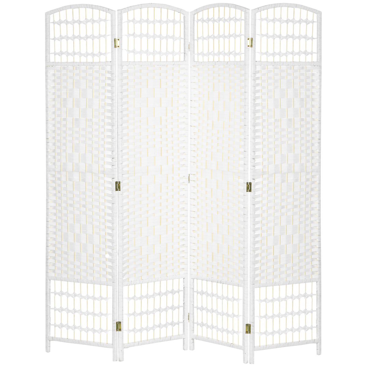 4 Panel Folding Room Divider, Privacy Screen, Paravent Partition Separator for Living Room, Bedroom, White
