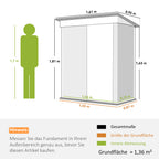 Metal Garden Shed, Outdoor Lean-to Shed for Tool Motor Bike, with Adjustable Shelf, Lock, Gloves, 5'x3'x6', Grey