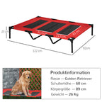 Hundebett, faltbar, Outdoor-Hundebett, erhöhter Stand, 122 cm x 92 cm x 23 cm, Rot + Schwarz