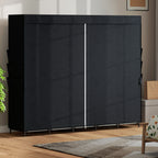 Stoff-Kleiderschrank, staubdicht, tragbar, 5 Kleiderstangen, 212 x 45 x 167 cm, Schwarz