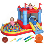 Aufblasbar Hüpfburg mit Gebläse Rutsche Trampolin Planschbecken/Bällebad Wasserpistole 342x255x209 cm Blau