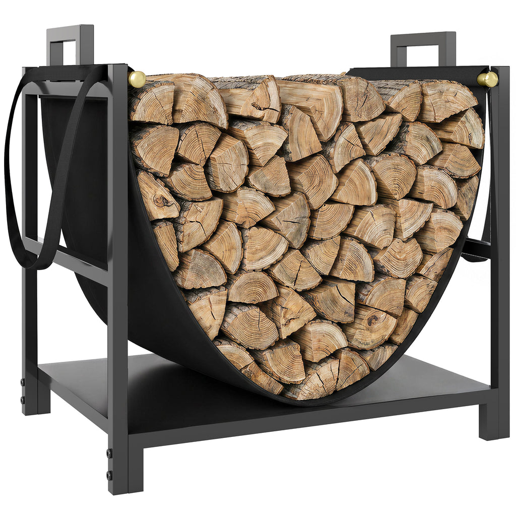 Kaminholzregal 47,5 x 33 x 44cm erhöhtes Brennholzregal mit Canvas-Tragetasche bis 50 kg Indoor Outdoor