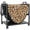 Kaminholzregal 47,5 x 33 x 44cm erhöhtes Brennholzregal mit Canvas-Tragetasche bis 50 kg Indoor Outdoor