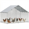 Hühnerauslauf für 5-8 Hühner, Dachplane, verriegelbare Tür, Stahlrahmen, 5,1 m², 3 x 1,7 x 1,9 m