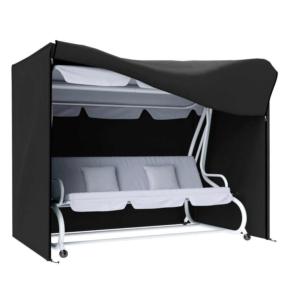 220 x 125cm Three-Seater Swing Chair Protective Cover - Black