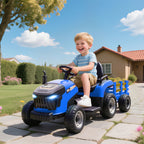 Elektrischer Kindertraktor, Aufsitz-Traktor mit Fernbedienung, Soft-Start, f¨¹r Kinder im Alter von 3-8 Jahren, Blau