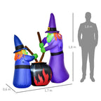 Aufblasbare Hexen Hexenkessel Figur Luftfigur Halloween Deko mit LED Beleuchtung, Polyester, 170x60x180cm