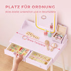 Kinder Schminktisch Set 2 in 1 mit LED-Spiegel für Mädchen Rosa