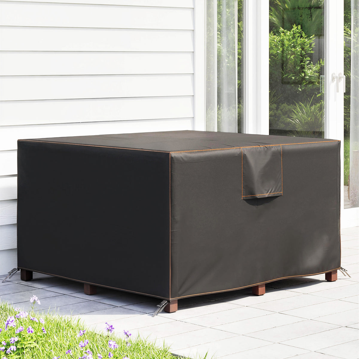 Garden Furniture Cover, Waterproof Patio Furniture Cover with Air Vent, 420D Oxford Fabric, 125 x 125 x 74 cm, Black
