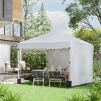 3 x 3 m Pop Up Gazebo, UPF 30+ Party Tent with 2 Sidewalls, Weight Bags and Wheeled Bag, Light Grey