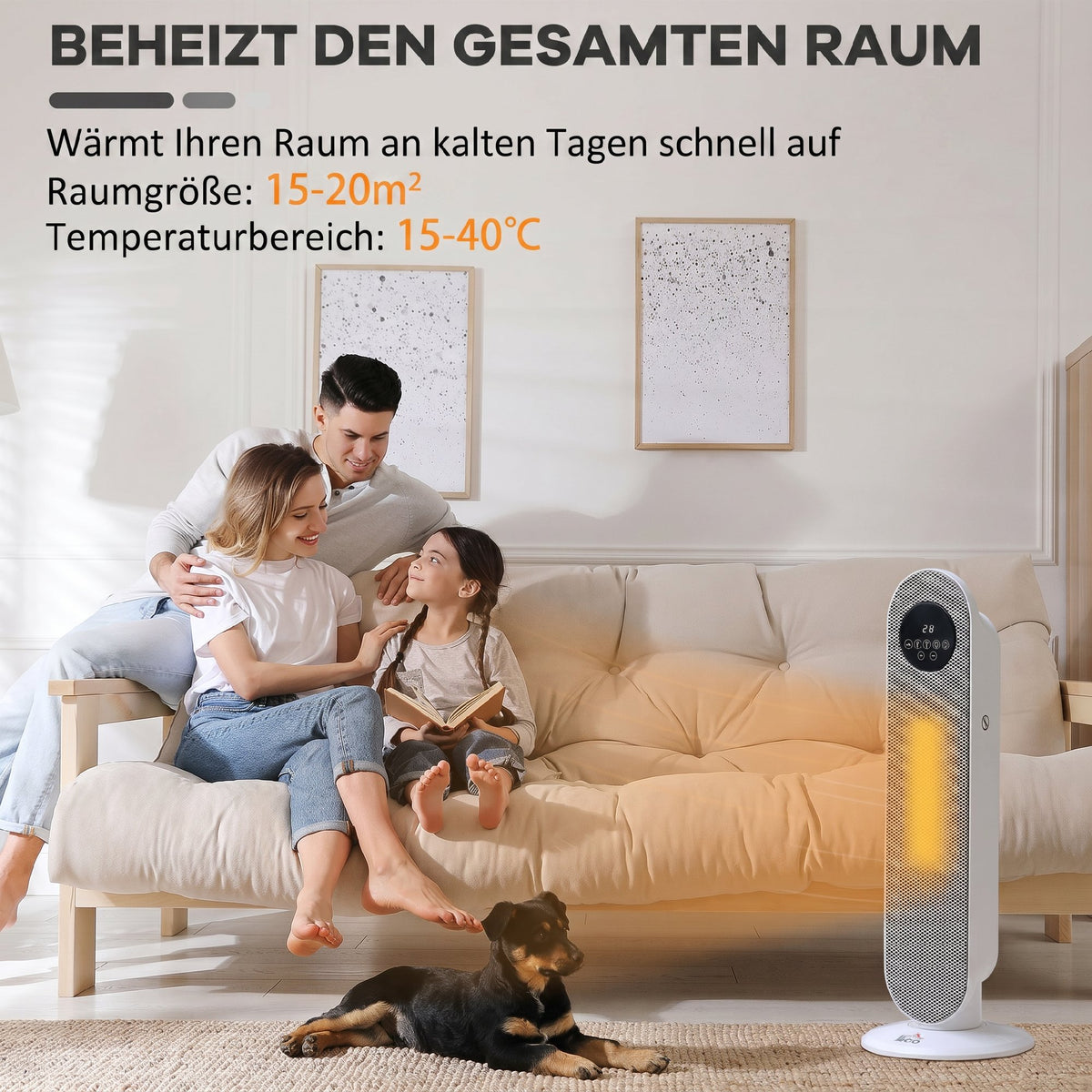Heizlüfter 2000W Heizlüfter, PTC Keramik Elektrische Heizung mit Fernbedienung, Oszillation, 12h Timer