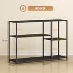 Konsolentisch, 4 Ebenen, Stahlrahmen, für Flur, Wohnzimmer, Schwarz
