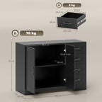Sideboard, Kommode, moderner Stil, 4 Schubladen, 1 Schrank, 105 x 40 x 76 cm, Schwarz