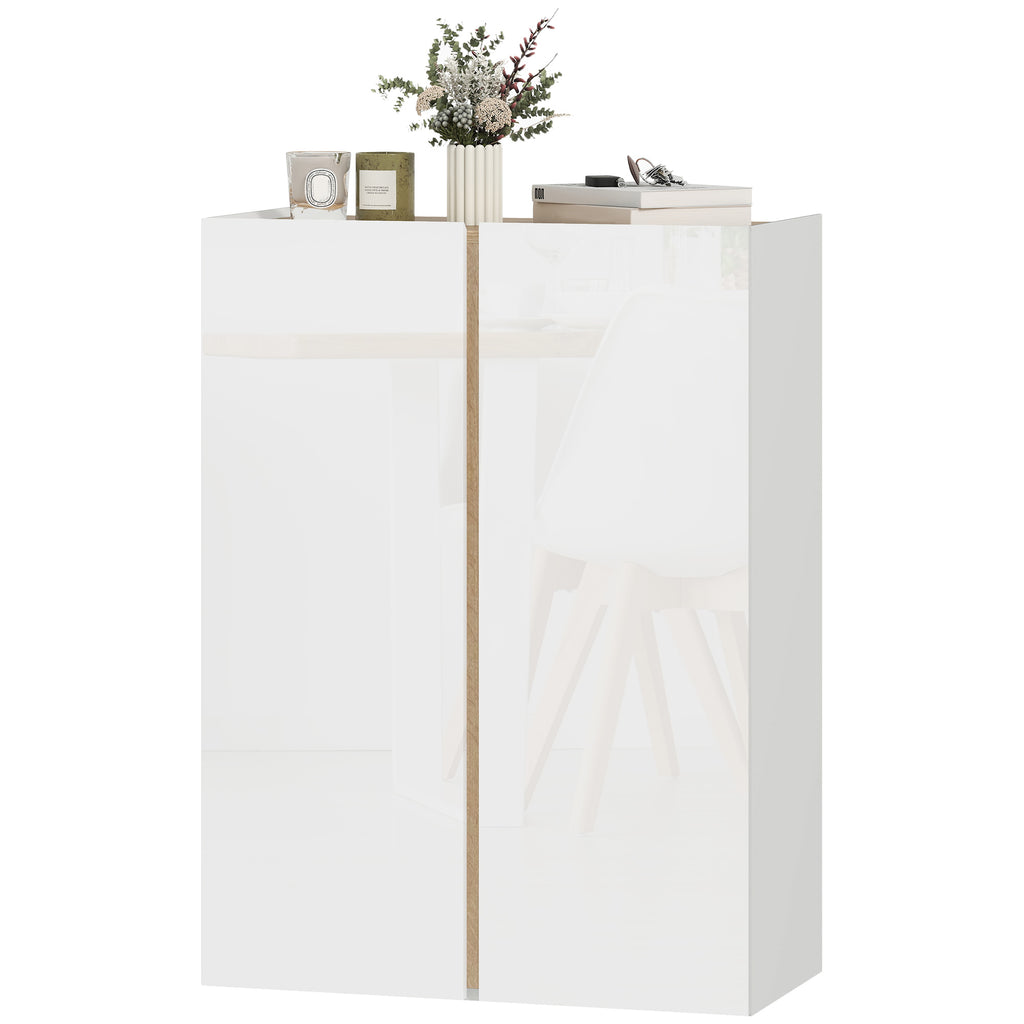 Schuhschrank mit Soft-Close-Funktion, 6-stufiges Design ohne Griffe, fasst bis zu 18 Paare, f¨¹r Flur, Eingangsbereich, Holz, Wei?