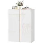 Schuhschrank mit Soft-Close-Funktion, 6-stufiges Design ohne Griffe, fasst bis zu 18 Paare, f¨¹r Flur, Eingangsbereich, Holz, Wei?