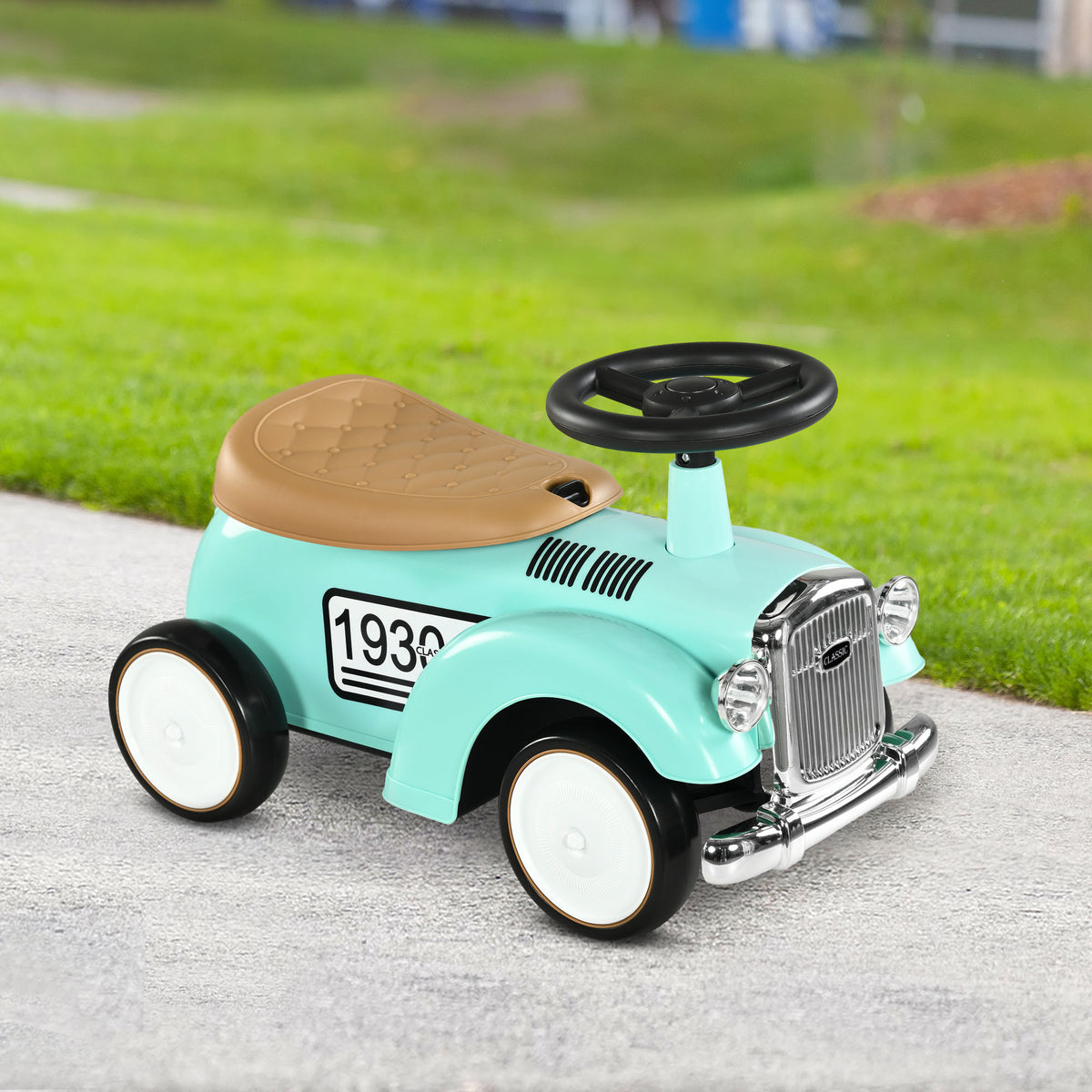 Kinder Rutschauto, Vintage-Design, versteckter Stauraum, Kippschutz, Hupe, 12-36 Monate, Grün