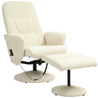 Massagesessel mit Fußhocker, Ergonomischer Stuhl mit 10 Vibrationspunkten, Kunstleder, 76 x 81 x 105 cm, Cremeweiß