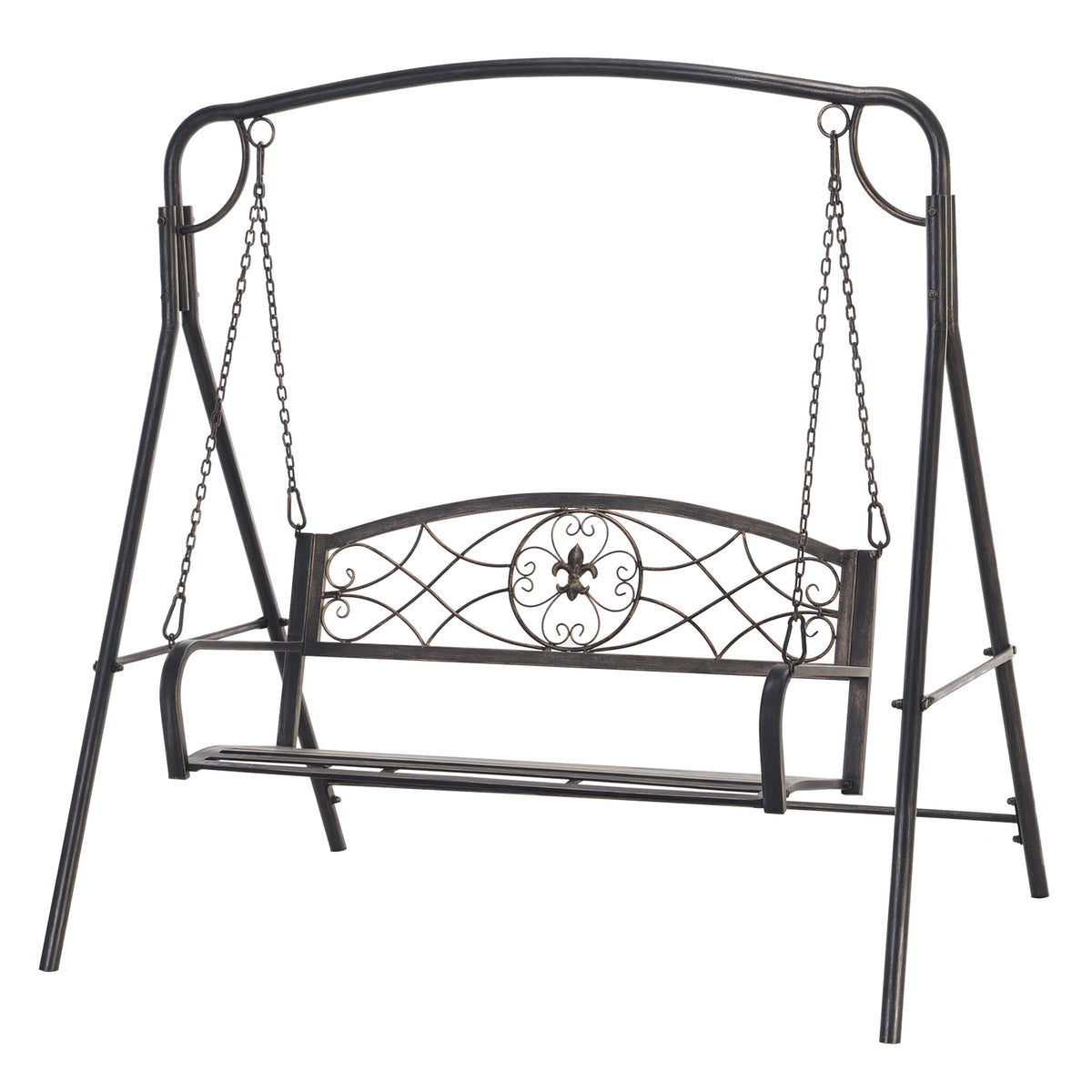 Gartenschaukel Schaukelbank für den Garten Outdoor-Schaukel, Vintage Design, Messing-Optik, 167 cm x1 23 cm x 175cm