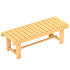 Wooden Garden Bench, 2 Seater Outdoor Bench, Fir Wood Backless Patio Loveseat with Slatted Seat for Park, 110 x 38 x 35 cm, 1 Piece, Natural Wood Finish