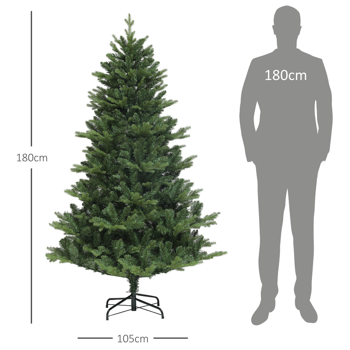 Weihnachtsbaum, Kunsttanne, naturgetreu, breit & üppig, 180 x Φ105 cm, Grün
