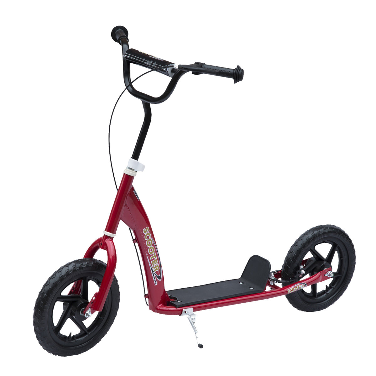 Kids Scooter Kick Scooter, with 12" EVA Tyres, Rear Brake, Big Wheels Scooter for 5-12 Years , Red