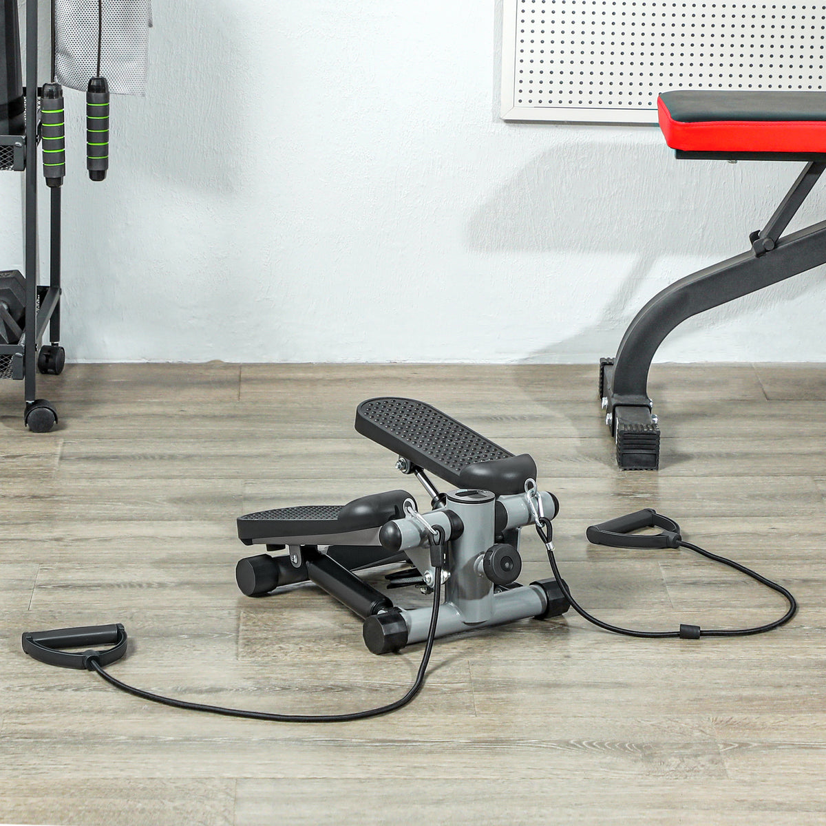 Mini Stepper, Compact Step Machine Exerciser for Home Workouts, with Resistance Bands, LCD Monitor, Non-Slip Pedals
