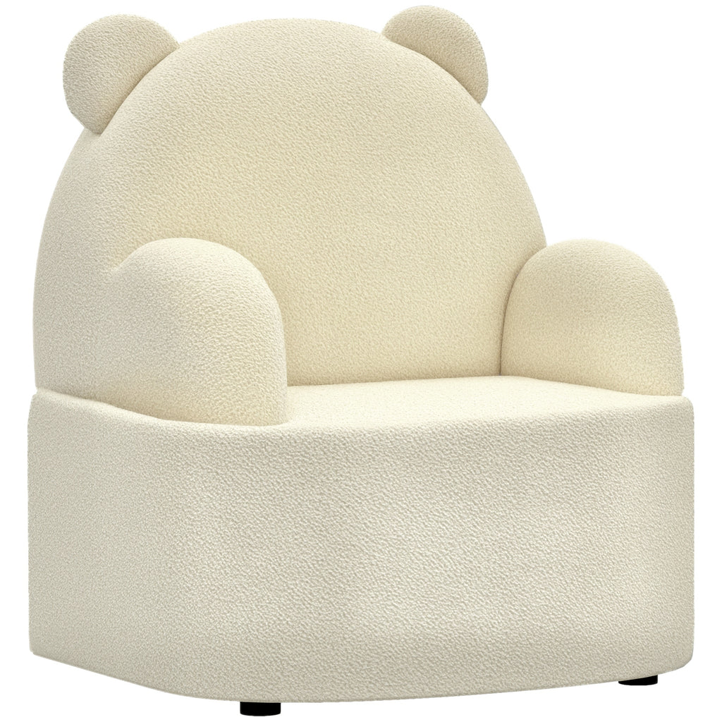 Kindersessel, Bärenform, weicher Teddyfleece, bis 3 Jahre, 52x48x59 cm, Beige