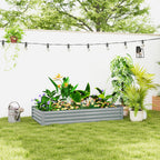 180 x 90cm Galvanised Steel Open Planter - Silver