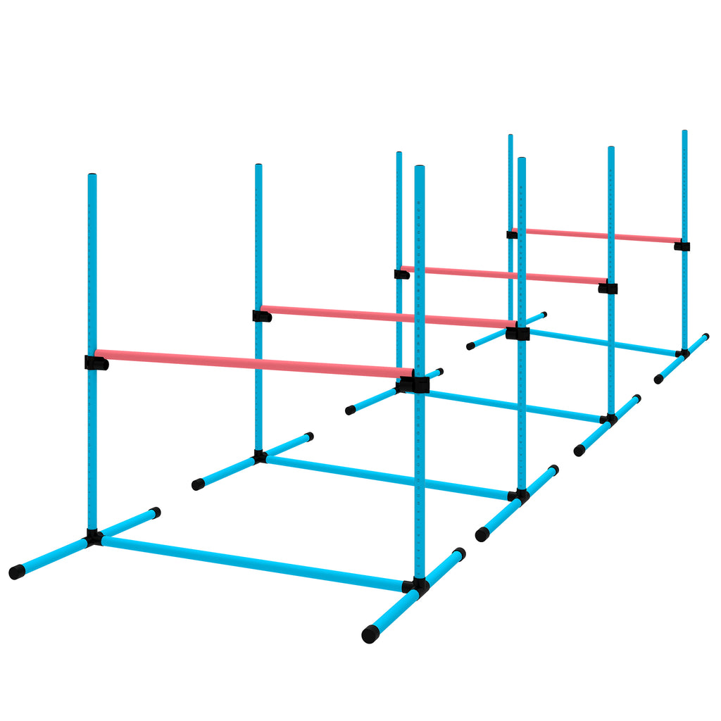 Agility Set Hunde 4-teiliges höhenverstellbar Agility-Ausrüstung mit 4 Hürden Tragetasche 99 x 65 x 94 cm Hellblau