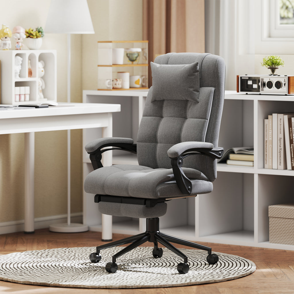 B¨¹rostuhl mit Massagefunktion, ergonomisch, 66x76x116-124cm, Grau
