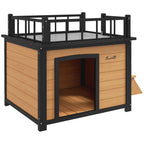 Hundehütte mit Dachterrasse, wetterfest, Holz, 121x77x78cm, Schwarz/Gelb
