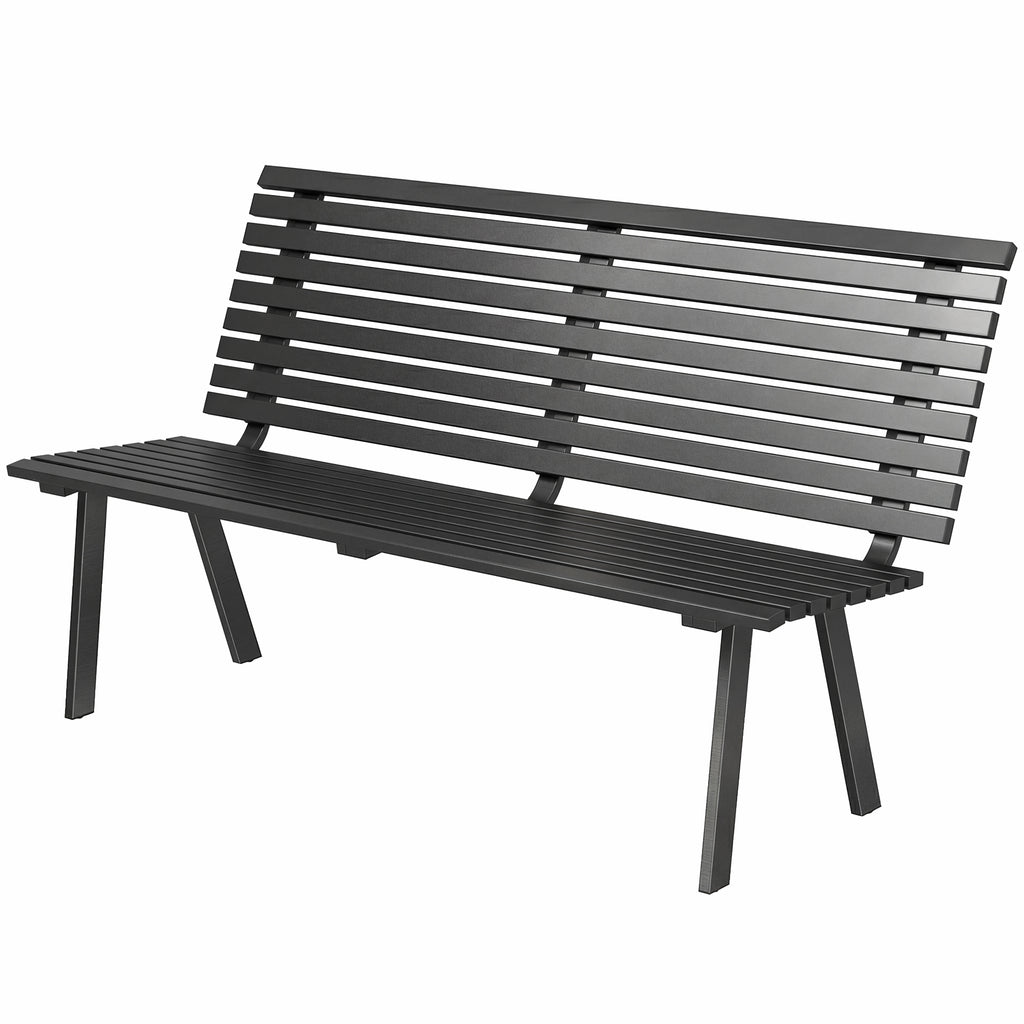 Gartenbank 3-Sitzer wetterfest Metall Outdoor Sitzbank mit breitem Sitz Lamellendesign, bis 240 kg 154 x 68 x 88 cm