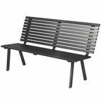 Gartenbank 3-Sitzer wetterfest Metall Outdoor Sitzbank mit breitem Sitz Lamellendesign, bis 240 kg 154 x 68 x 88 cm