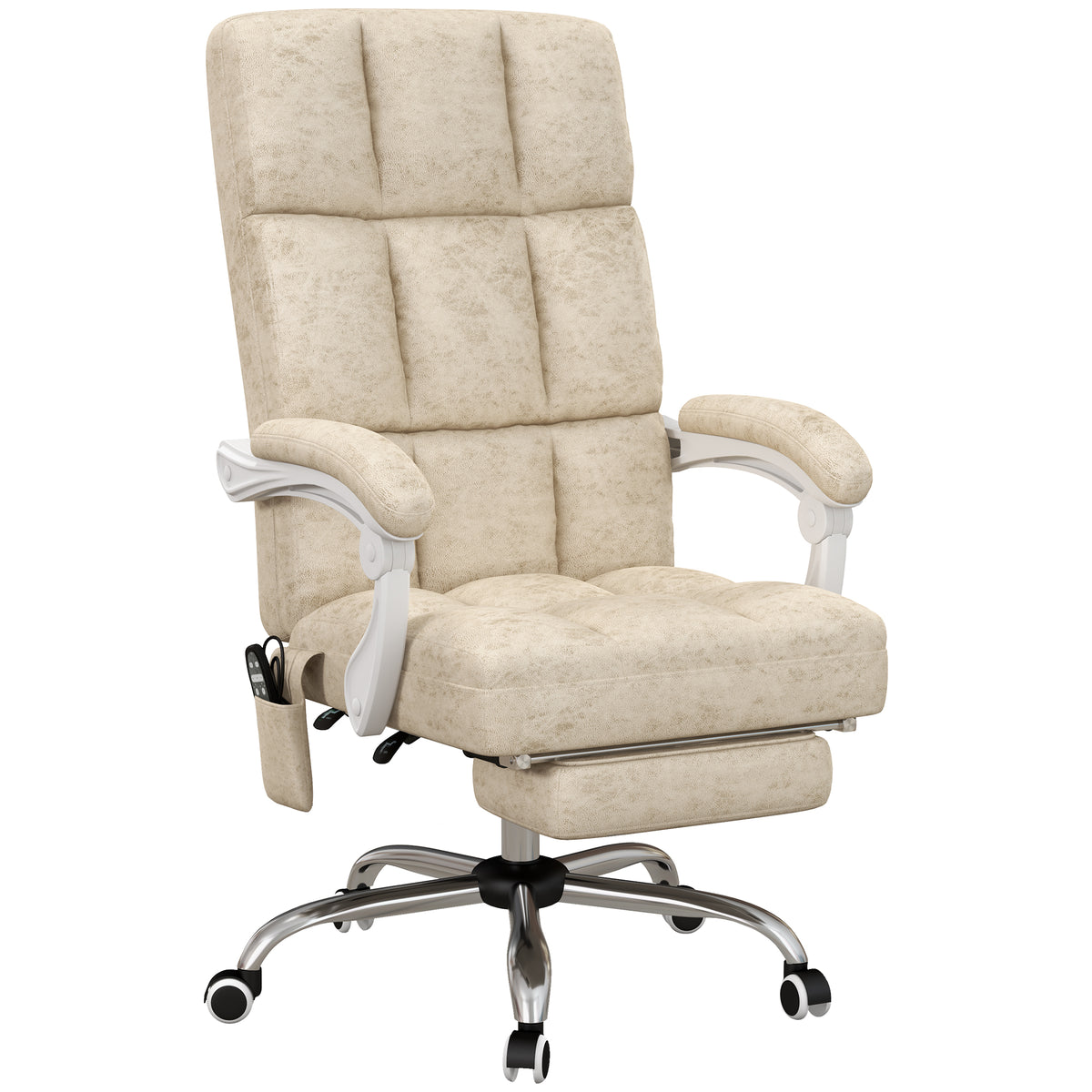 B¨¹rostuhl mit Massage- & W?rmefunktion, Fu?st¨¹tze, verstellbar, bis 120kg, Beige