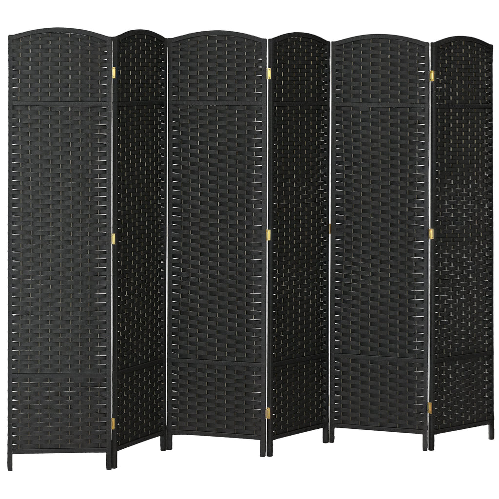 6 Panel Folding Room Divider, Freestanding Privacy Screen for Living Room, Bedroom and Office, 240 x 170cm, Black