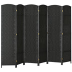 6 Panel Folding Room Divider, Freestanding Privacy Screen for Living Room, Bedroom and Office, 240 x 170cm, Black