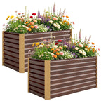 Hochbeet 2er-Set, Pflanzkasten, extra tief, Metall, 120 x 60 x 60 cm Braun