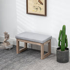Fußbank im Skandi-Design, Sitzhocker, Fußhocker, 68 cm x 38 cm x 42 cm, Grau + Natur