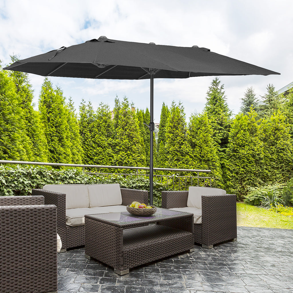 4.6m Double Garden Parasol - Black