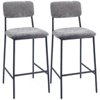 2er-Set Barstühle, gepolsterte Hochstühle für Küchentheke, Hausbar, Rückenlehne, Fußstütze, Stoffbezug, Stahl, Grau