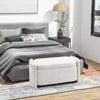 Sitzbank mit Stauraum Flurbank Schuhbank, gepolstert, 105 cm x 44 cm x 45,5 cm. Creme/Beige