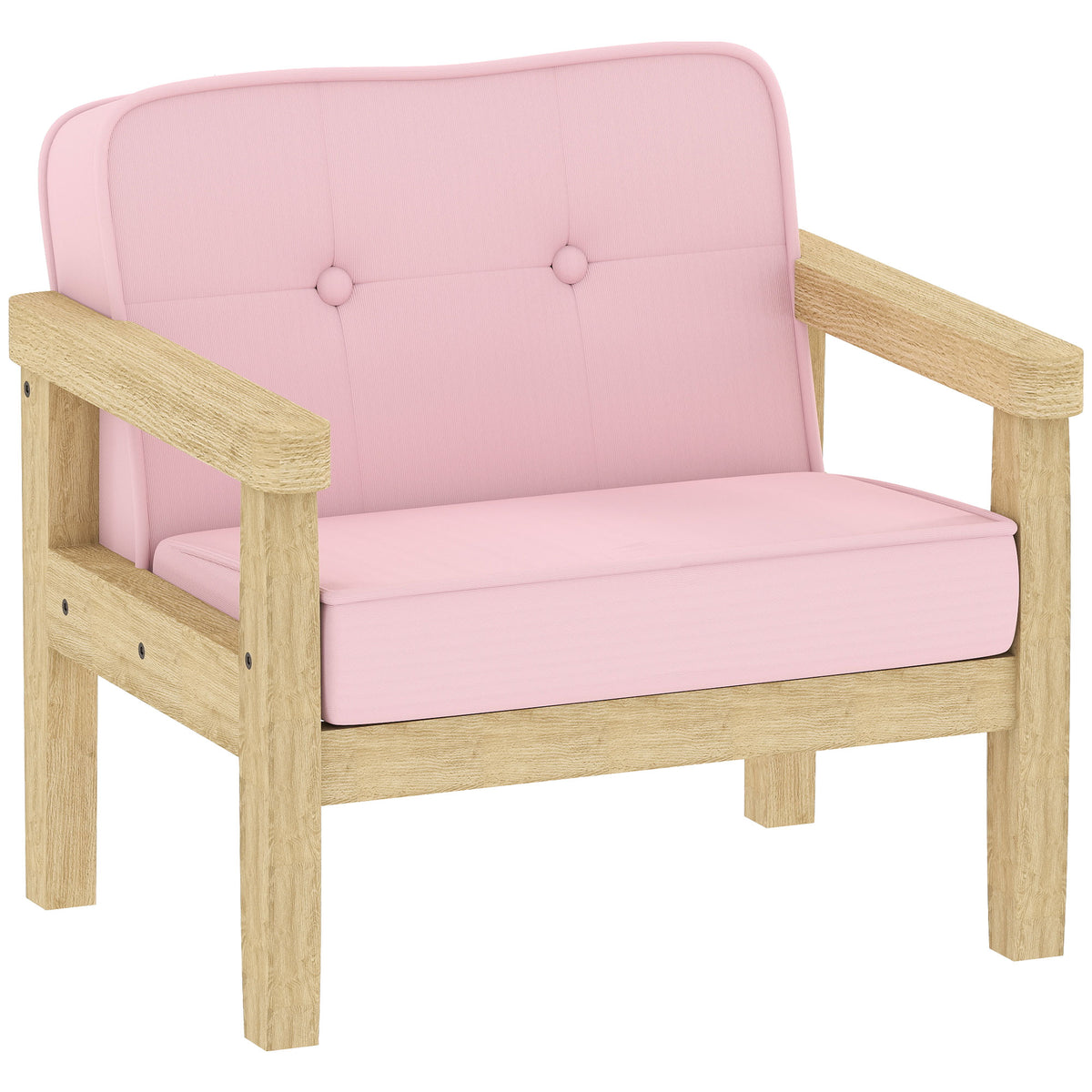 Kindersessel Kindersofa mit Kord-Optik, massiven Holzf¨¹?en Sessel aus Schaumstoff Kinderstuhl f¨¹r Kinderzimmer, Spielzimmer, 46,5 x 44 x 45 cm, f¨¹r Kinder 3-8 Jahre Rosa