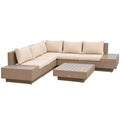  4-tlg. Luxus Polyrattan Gartengarnitur Gartenmöbel Garten-Set Sitzgruppe Loungeset Loungemöbel inkl. Ablagen und Beistelltisch Sitzkissen Braun