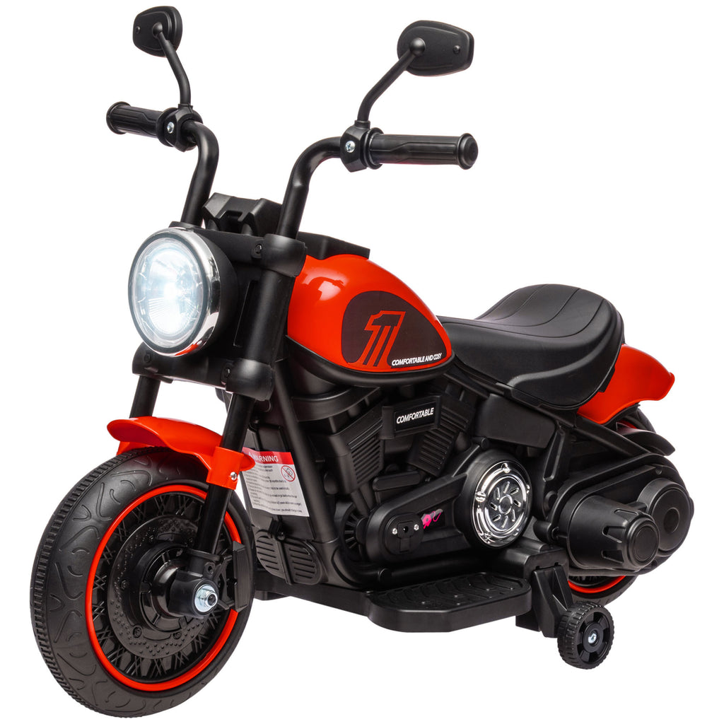 Elektro-Kindermotorrad mit Scheinwerfer, abnehmbare St¨¹tzr?der, 76x42x57 cm, Rot/Schwarz